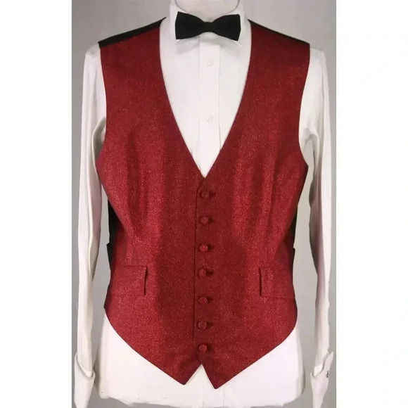 Edward Sexton Bespoke Custom Made for Adam Lambert Red Glitter 3-Piece Suit 42L - Picture 10 of 13